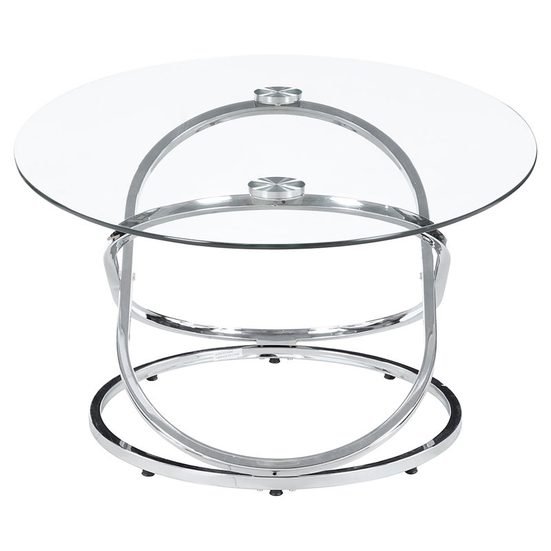 Ivy Bronx Warren 3Piece Oval Glass Top Coffee Table Set Chrome Wayfair